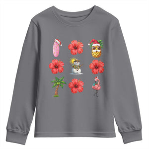 Christmas In July Youth Sweatshirt Tropical Summer Beach Party Graphic TS12 Charcoal Print Your Wear