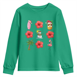 Christmas In July Youth Sweatshirt Tropical Summer Beach Party Graphic TS12 Irish Green Print Your Wear