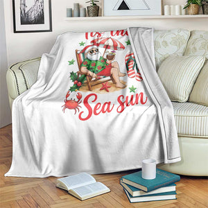 Funny Santa Christmas In July Graphic Throw Blanket Tis The Sea Sun TS12 Print Your Wear
