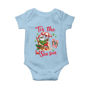 Funny Santa Christmas In July Graphic Baby Onesie Tis The Sea Sun TS12 Light Blue Print Your Wear
