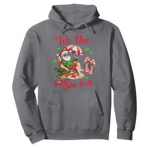 Funny Santa Christmas In July Graphic Hoodie Tis The Sea Sun TS12 Charcoal Print Your Wear