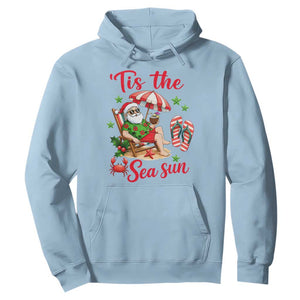 Funny Santa Christmas In July Graphic Hoodie Tis The Sea Sun TS12 Light Blue Print Your Wear