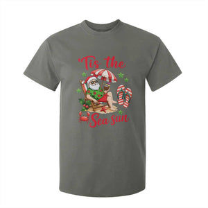 Funny Santa Christmas In July Graphic T Shirt For Kid Tis The Sea Sun TS12 Military Green Print Your Wear