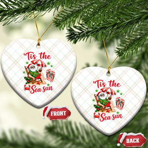 Funny Santa Christmas In July Graphic Ceramic Ornament Tis The Sea Sun TS12 Print Your Wear