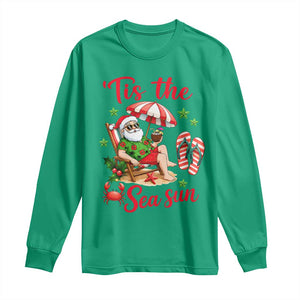Funny Santa Christmas In July Graphic Long Sleeve Shirt Tis The Sea Sun TS12 Irish Green Print Your Wear
