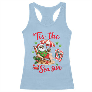Funny Santa Christmas In July Graphic Racerback Tank Top Tis The Sea Sun TS12 Light Blue Print Your Wear