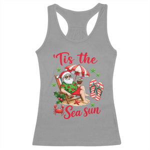 Funny Santa Christmas In July Graphic Racerback Tank Top Tis The Sea Sun TS12 Sport Gray Print Your Wear