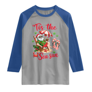 Funny Santa Christmas In July Graphic Raglan Shirt Tis The Sea Sun TS12 Sport Gray Royal Print Your Wear