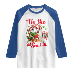Funny Santa Christmas In July Graphic Raglan Shirt Tis The Sea Sun TS12 White Royal Print Your Wear
