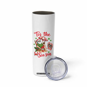 Funny Santa Christmas In July Graphic Skinny Tumbler Tis The Sea Sun TS12 Print Your Wear