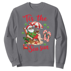 Funny Santa Christmas In July Graphic Sweatshirt Tis The Sea Sun TS12 Charcoal Print Your Wear
