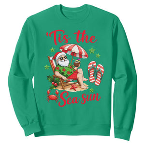 Funny Santa Christmas In July Graphic Sweatshirt Tis The Sea Sun TS12 Irish Green Print Your Wear