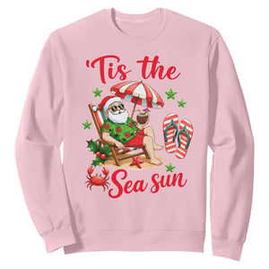 Funny Santa Christmas In July Graphic Sweatshirt Tis The Sea Sun TS12 Light Pink Print Your Wear