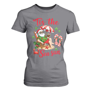 Funny Santa Christmas In July Graphic T Shirt For Women Tis The Sea Sun TS12 Charcoal Print Your Wear