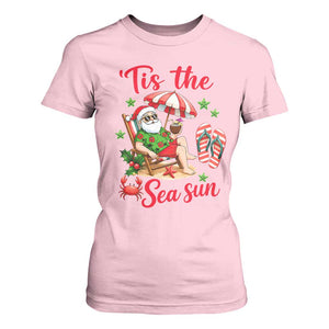 Funny Santa Christmas In July Graphic T Shirt For Women Tis The Sea Sun TS12 Light Pink Print Your Wear