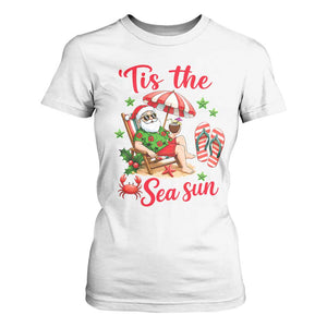 Funny Santa Christmas In July Graphic T Shirt For Women Tis The Sea Sun TS12 White Print Your Wear