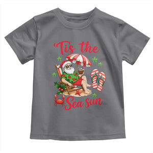 Funny Santa Christmas In July Graphic Toddler T Shirt Tis The Sea Sun TS12 Charcoal Print Your Wear