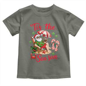 Funny Santa Christmas In July Graphic Toddler T Shirt Tis The Sea Sun TS12 Military Green Print Your Wear