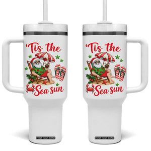 Funny Santa Christmas In July Graphic Tumbler With Handle Tis The Sea Sun TS12 One Size: 40 oz White Print Your Wear