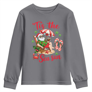 Funny Santa Christmas In July Graphic Youth Sweatshirt Tis The Sea Sun TS12 Charcoal Print Your Wear