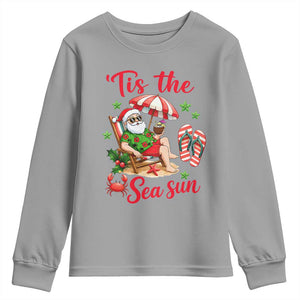 Funny Santa Christmas In July Graphic Youth Sweatshirt Tis The Sea Sun TS12 Sport Gray Print Your Wear