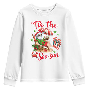 Funny Santa Christmas In July Graphic Youth Sweatshirt Tis The Sea Sun TS12 White Print Your Wear
