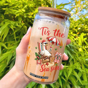 Funny Christmas In July Goose Glass Can Tropical Summer Beach Party TS12 White Print Your Wear
