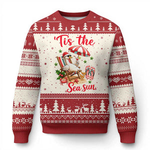 Funny Christmas In July Goose Ugly Christmas Sweater Tropical Summer Beach Party TS12 Beige Red Print Your Wear
