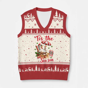 Funny Christmas In July Goose V-Neck Knit Sweater Vest Tropical Summer Beach Party TS12 Beige Red Print Your Wear
