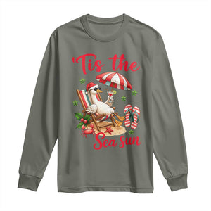 Funny Christmas In July Goose Long Sleeve Shirt Tropical Summer Beach Party TS12 Military Green Print Your Wear