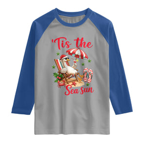 Funny Christmas In July Goose Raglan Shirt Tropical Summer Beach Party TS12 Sport Gray Royal Print Your Wear