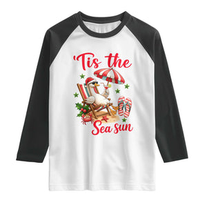 Funny Christmas In July Goose Raglan Shirt Tropical Summer Beach Party TS12 White Black Print Your Wear