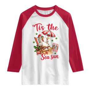 Funny Christmas In July Goose Raglan Shirt Tropical Summer Beach Party TS12 White Red Print Your Wear