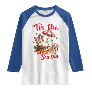 Funny Christmas In July Goose Raglan Shirt Tropical Summer Beach Party TS12 White Royal Print Your Wear