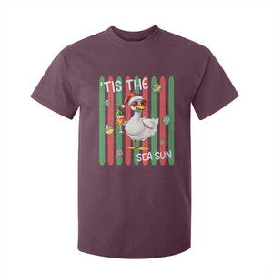 Funny Christmas In July Goose T Shirt For Kid Tis The Sea Sun TS12 Maroon Print Your Wear