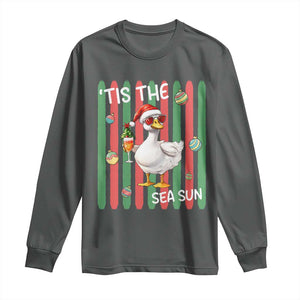 Funny Christmas In July Goose Long Sleeve Shirt Tis The Sea Sun TS12 Dark Heather Print Your Wear