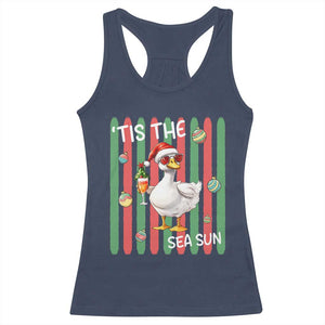 Funny Christmas In July Goose Racerback Tank Top Tis The Sea Sun TS12 Navy Print Your Wear