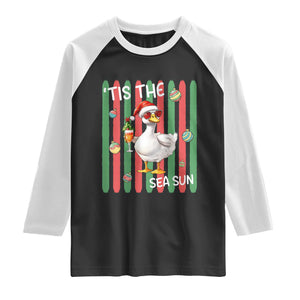 Funny Christmas In July Goose Raglan Shirt Tis The Sea Sun TS12 Black White Print Your Wear
