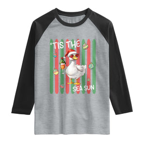Funny Christmas In July Goose Raglan Shirt Tis The Sea Sun TS12 Heather Gray Black Print Your Wear