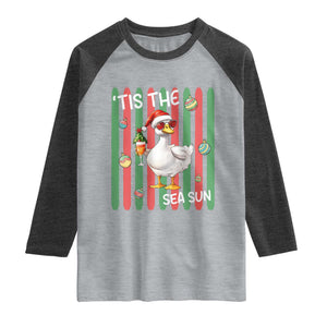 Funny Christmas In July Goose Raglan Shirt Tis The Sea Sun TS12 Heather Gray Heather Charcoal Print Your Wear