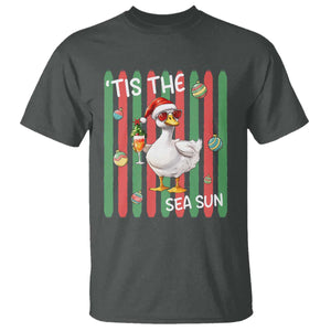Funny Christmas In July Goose T Shirt Tis The Sea Sun TS12 Dark Heather Print Your Wear