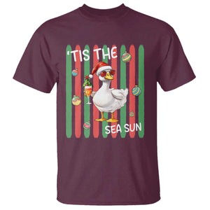 Funny Christmas In July Goose T Shirt Tis The Sea Sun TS12 Maroon Print Your Wear