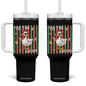 Funny Christmas In July Goose Tumbler With Handle Tis The Sea Sun TS12 One Size: 40 oz Black Print Your Wear