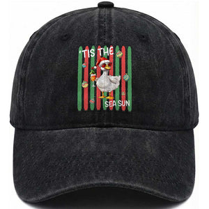 Funny Christmas In July Goose Washed Cotton Baseball Cap Tis The Sea Sun TS12 Print Your Wear