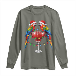 Christmas In July Parrots Long Sleeve Shirt Summer Beach Party Gift TS12 Military Green Print Your Wear