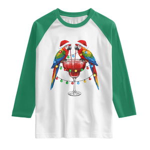 Christmas In July Parrots Raglan Shirt Summer Beach Party Gift TS12 White Kelly Green Print Your Wear