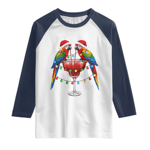 Christmas In July Parrots Raglan Shirt Summer Beach Party Gift TS12 White Navy Print Your Wear