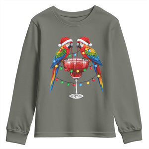 Christmas In July Parrots Youth Sweatshirt Summer Beach Party Gift TS12 Military Green Print Your Wear