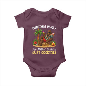 Funny Christmas In July Bigfoot Baby Onesie No Milk And Cookies Just Cocktails TS12 Maroon Print Your Wear
