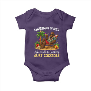 Funny Christmas In July Bigfoot Baby Onesie No Milk And Cookies Just Cocktails TS12 Purple Print Your Wear